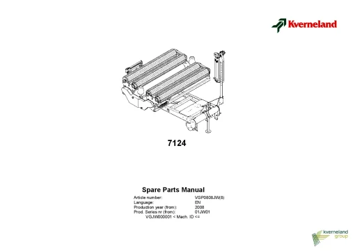 Kverneland 7124 Square Bale wrappers 2008 Parts Manual Catalog Pdf Download