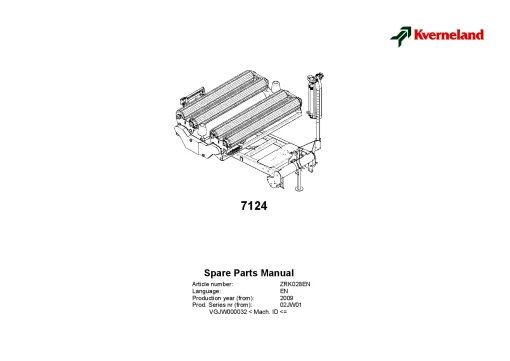 Kverneland 7124 Square Bale wrappers 2009 Parts Manual Catalog Pdf Download