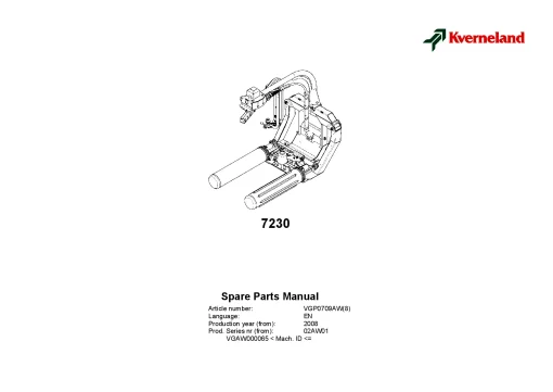Kverneland 7230 Round Bale wrappers 2008 02AW01 Parts Manual Catalog Pdf Download