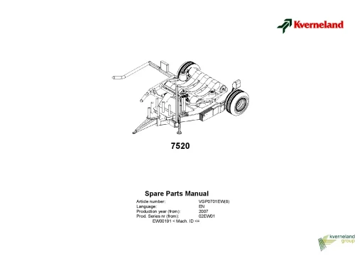 Kverneland 7520 Round Bale wrappers 2007 02EW01 Parts Manual Catalog Pdf Download