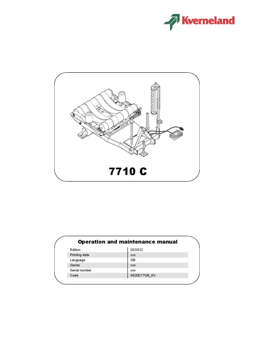 Kverneland 7710C Bale Wrapper 2012 Operation Maintenance Manual PDF download