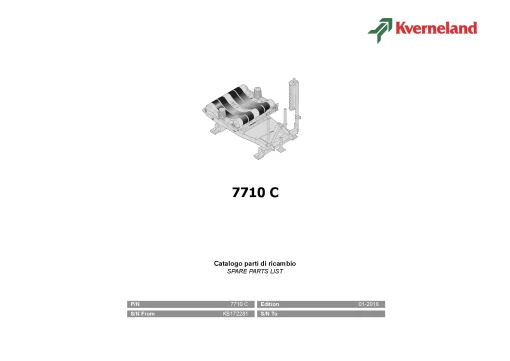 Kverneland 7710C Bale Wrapper 2018 Parts Manual Catalog Pdf Download