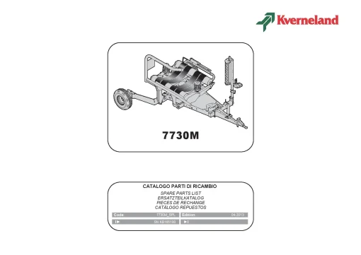 Kverneland 7730 M Bale Wrapper 2013 Parts Manual Catalog Pdf Download