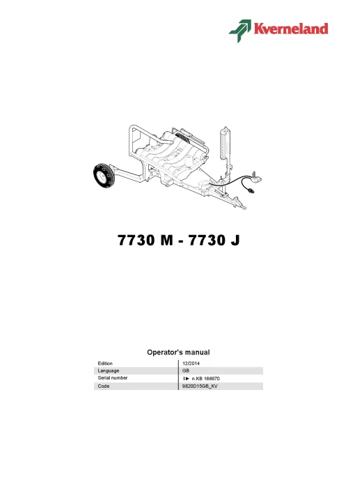 Kverneland 7730 M-J Bale Wrapper 2015 Operation Maintenance Manual PDF download