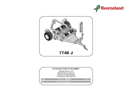 Kverneland 7740 J Bale Wrapper 2014 Parts Manual Catalog Pdf Download