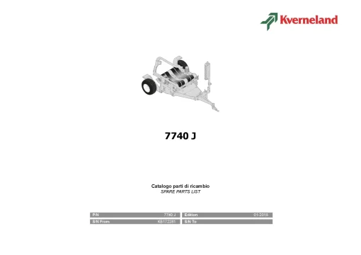 Kverneland 7740 J Bale Wrapper 2018 Parts Manual Catalog Pdf Download