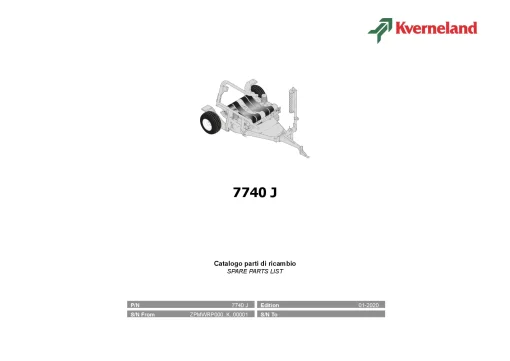 Kverneland 7740 J Bale Wrapper 2020 Parts Manual Catalog Pdf Download