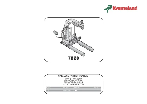 Kverneland 7820 Round Bale wrappers 2013 Parts Manual Catalog Pdf Download