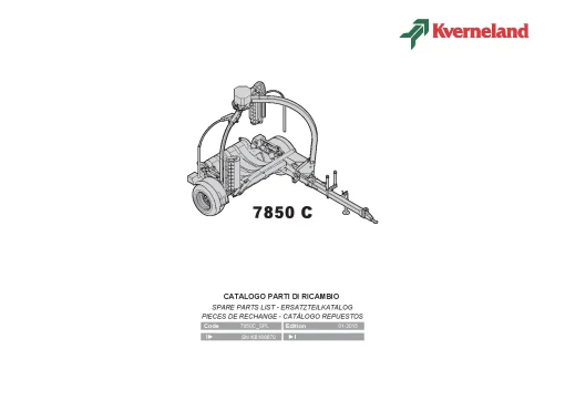 Kverneland 7850 C Round Bale wrappers 2015 Parts Manual Catalog Pdf Download