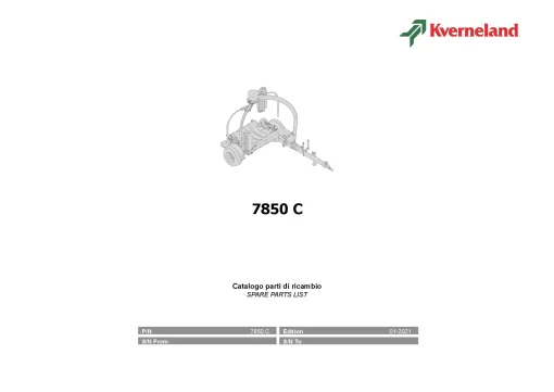Kverneland 7850 C Round Bale wrappers 2021 Parts Manual Catalog Pdf Download