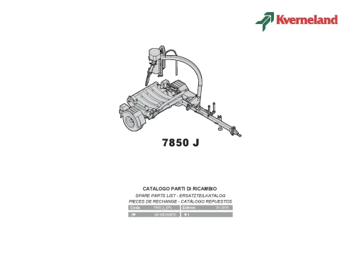 Kverneland 7850 J Round Bale wrappers 2015 Parts Manual Catalog Pdf Download