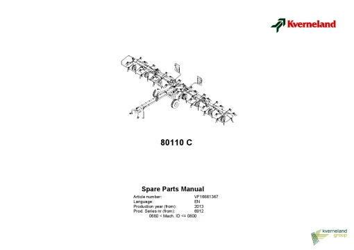 Kverneland 80110C Tedders 2013 Parts Manual Catalog Pdf Download