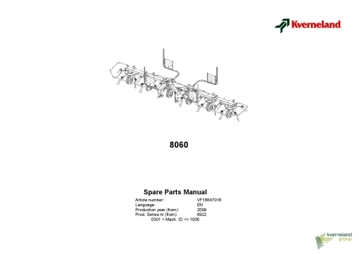 Kverneland 8060 Tedders 2009 Parts Manual Catalog Pdf Download