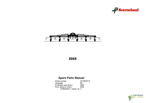 Kverneland 8068 Tedders 2008 Parts Manual Catalog Pdf Download