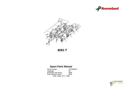 Kverneland 8083T Tedders 2008 Parts Manual Catalog Pdf Download