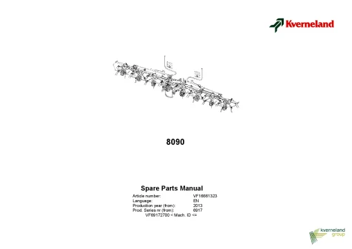 Kverneland 8090 Tedders 2013 Parts Manual Catalog Pdf Download