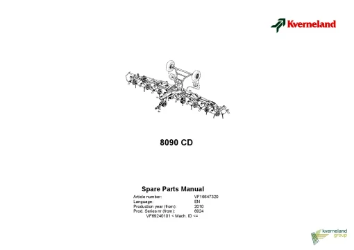 Kverneland 8090CD Tedders 2010 Parts Manual Catalog Pdf Download
