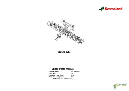 Kverneland 8090CD Tedders 2013 Parts Manual Catalog Pdf Download