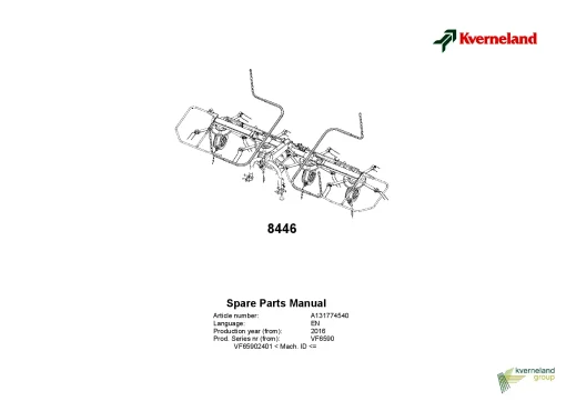 Kverneland 8446 Tedders 2016 Sn 2401- Parts Manual Catalog Pdf Download