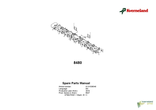 Kverneland 8480 Tedders 2015 Operation Maintenance Manual PDF download