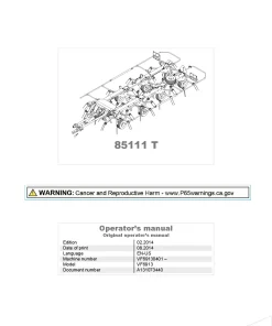 Kverneland 85111T Tedders 2014 North America Operation Maintenance Manual PDF download