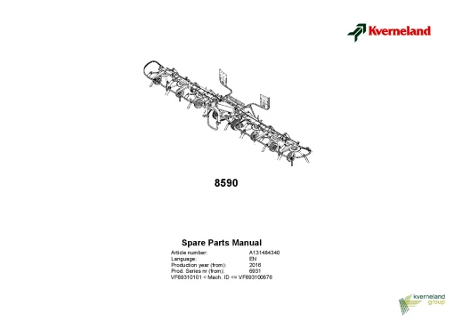 Kverneland 8590 Tedders 2016 Parts Manual Catalog Pdf Download