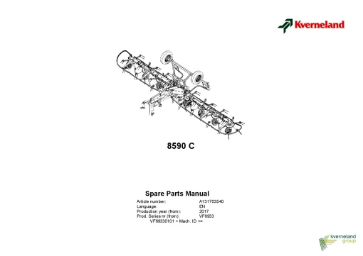 Kverneland 8590C Tedders 2017 Parts Manual Catalog Pdf Download