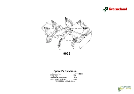 Kverneland 9032 Rakes Single rotor 2015 Parts Manual Catalog Pdf Download
