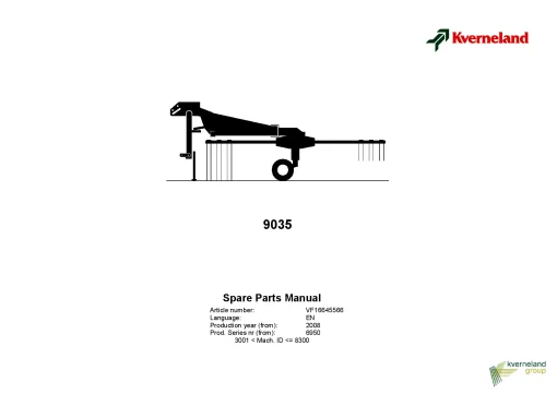 Kverneland 9035 Rakes Single rotor 2008 Parts Manual Catalog Pdf Download