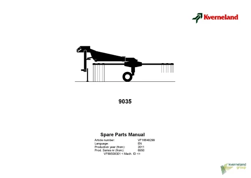 Kverneland 9035 Rakes Single rotor 2011 Parts Manual Catalog Pdf Download