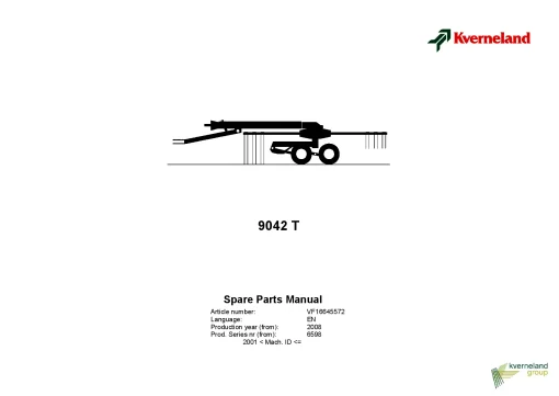 Kverneland 9042T Rakes Single rotor 2008 Parts Manual Catalog Pdf Download