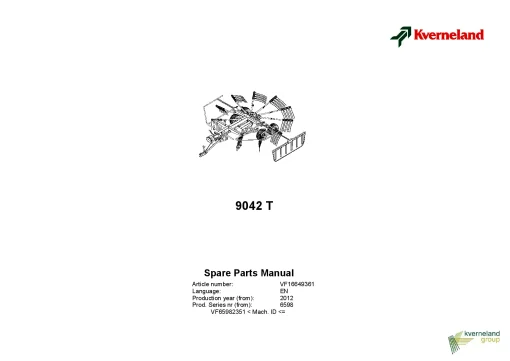 Kverneland 9042T Rakes Single rotor 2012 Parts Manual Catalog Pdf Download