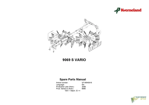 Kverneland 9069 S Vario Rakes Multi rotors 2009 Parts Manual Catalog Pdf Download