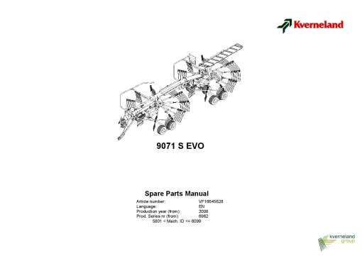 Kverneland 9071S Evo Rakes Multi rotors 2008 Parts Manual Catalog Pdf Download