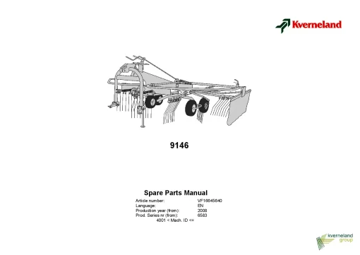 Kverneland 9146 Rakes Single rotor 2008 Parts Manual Catalog Pdf Download