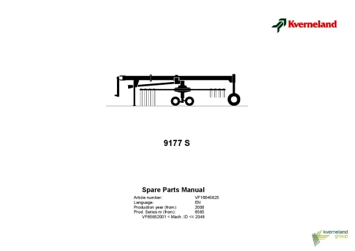 Kverneland 9177S Evo Rakes Multi rotors 2008 Parts Manual Catalog Pdf Download