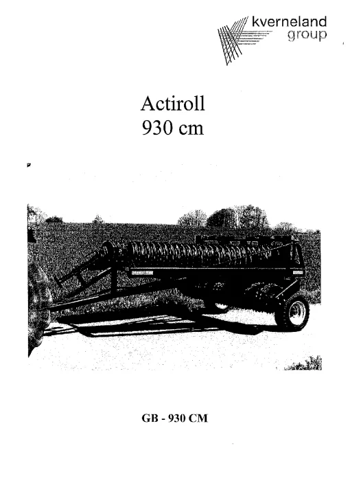Kverneland 930 Actiroll Packers -Rollers Trailed Operation Maintenance Manual PDF download