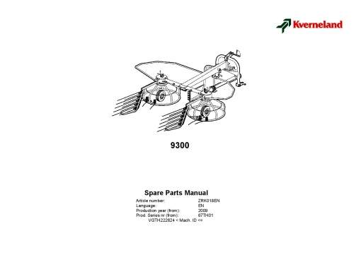 Kverneland 9300 Rake-tedders 2009 Parts Manual Catalog Pdf Download