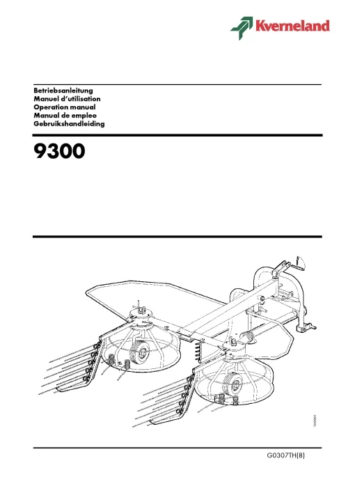 Kverneland 9300 Rake-tedders Operation Maintenance Manual PDF download