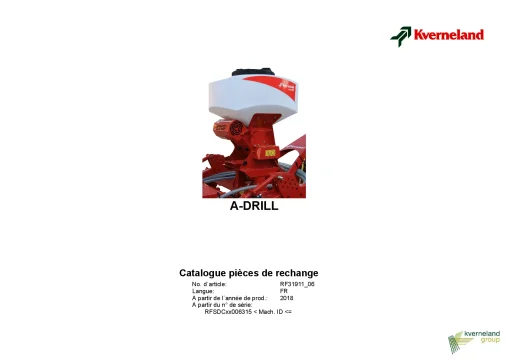 Kverneland A-drill Pneumatic seed Drill 2018 Fr Parts Manual Catalog Pdf Download