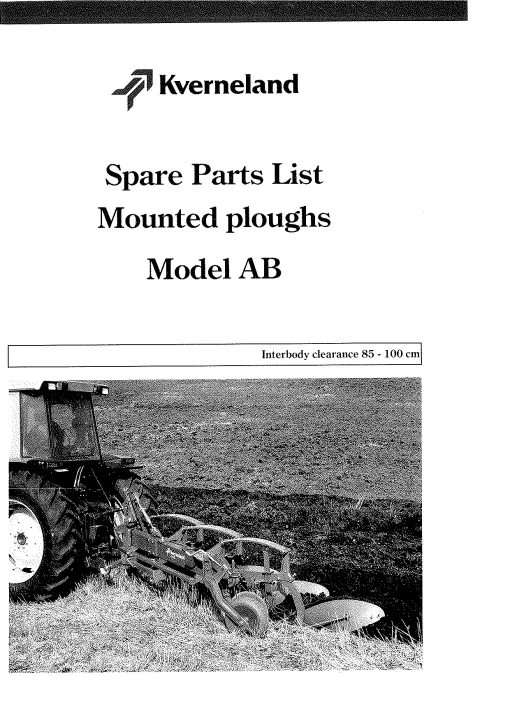 Kverneland AB Ploughs Conventional Mounted -2005 Parts Manual Catalog Pdf Download
