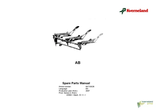 Kverneland AB Ploughs Conventional Mounted 2007 Parts Manual Catalog Pdf Download