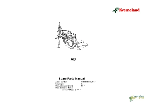Kverneland AB Ploughs Conventional Mounted 2017 Parts Manual Catalog Pdf Download