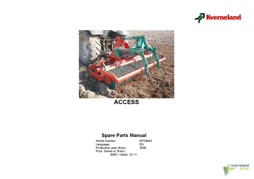 Kverneland ACCESS Cultivators seedbed 2009 Parts Manual Catalog Pdf Download