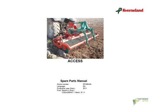 Kverneland ACCESS Cultivators seedbed 2011 Parts Manual Catalog Pdf Download