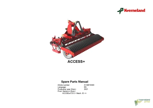 Kverneland ACCESS Cultivators seedbed 2021 Parts Manual Catalog Pdf Download