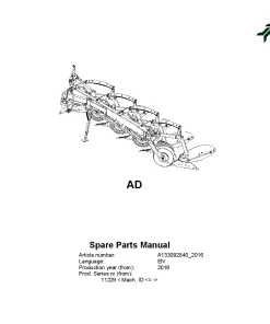 Kverneland AD Ploughs Conventional Mounted 2016 Parts Manual Catalog Pdf Download