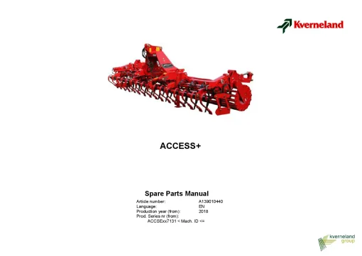 Kverneland Access+Cultivators seedbed 2018 Parts Manual Catalog Pdf Download