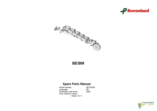 Kverneland BE BM Ploughs Conventional Semi mounted 2005 Parts Manual Catalog Pdf Download