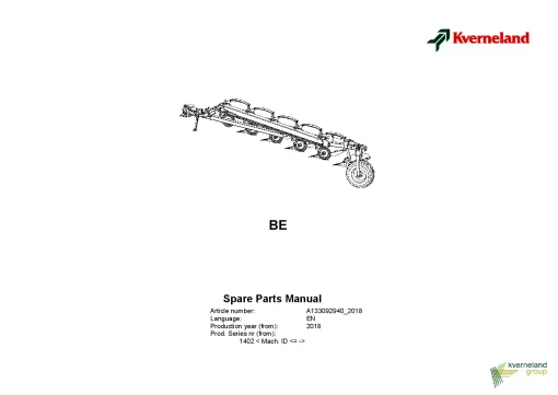 Kverneland BE BM Ploughs Conventional Semi mounted 2018 Parts Manual Catalog Pdf Download